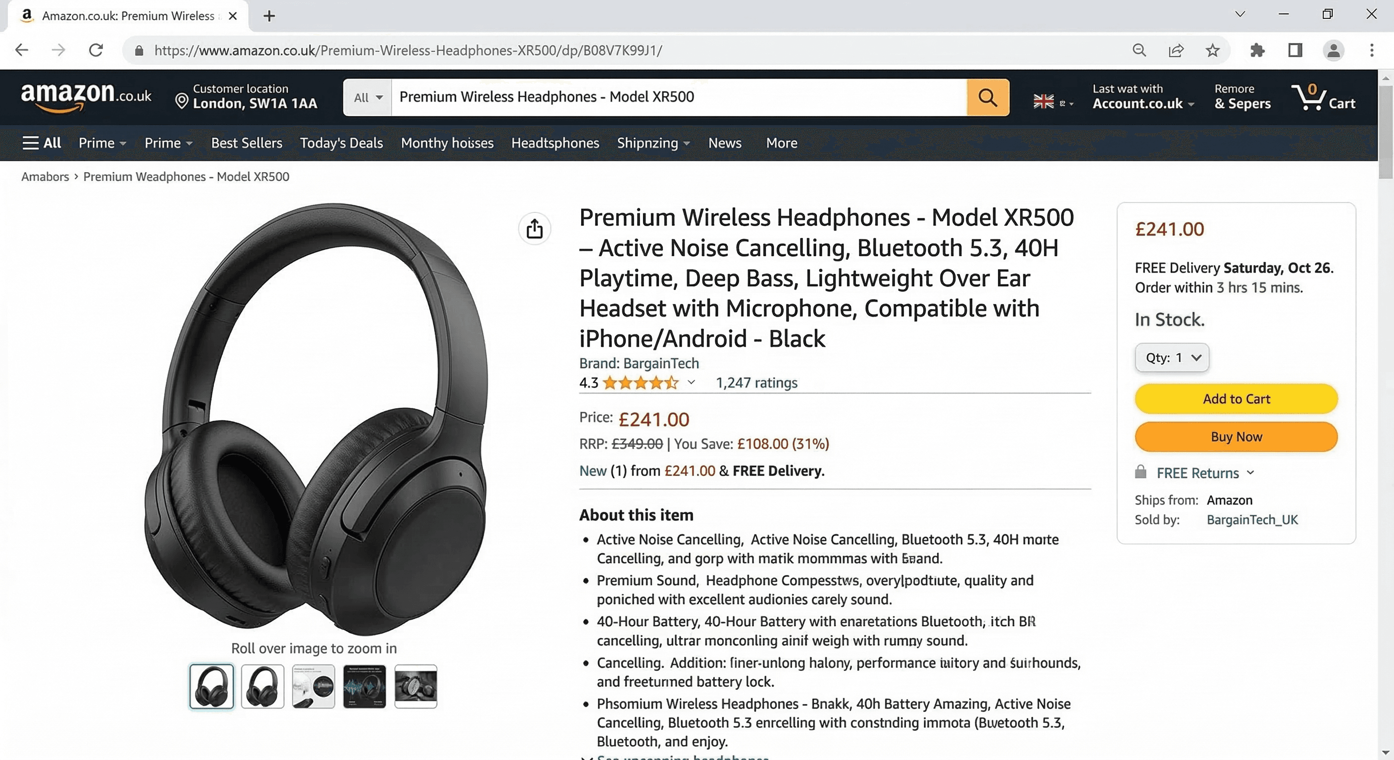 Screenshot evidence of MAP violation on Amazon listing